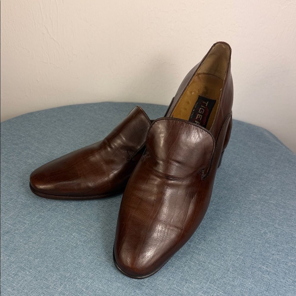 Tiger Made in Italy Brown Leather Slip-On Loafers Men’s Size 10 D Dress Shoes